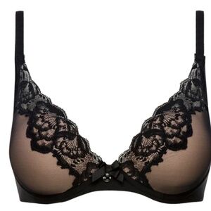 Women's Chantelle Orangerie Black T-Shirt Bra - Size 32F